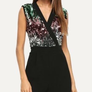 Sequin Beaded Shell Jumpsuit